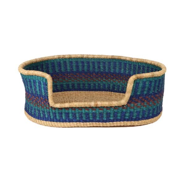 THE BASKET ROOM Buaku: Blue & Brown Dog Basket - Small